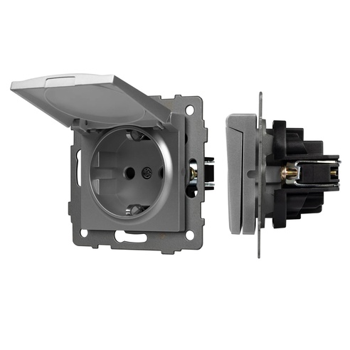 Механизм розетки влагозащищённый SCT-MCP-PL-GR-V (250V, 16A) (Arlight, -)