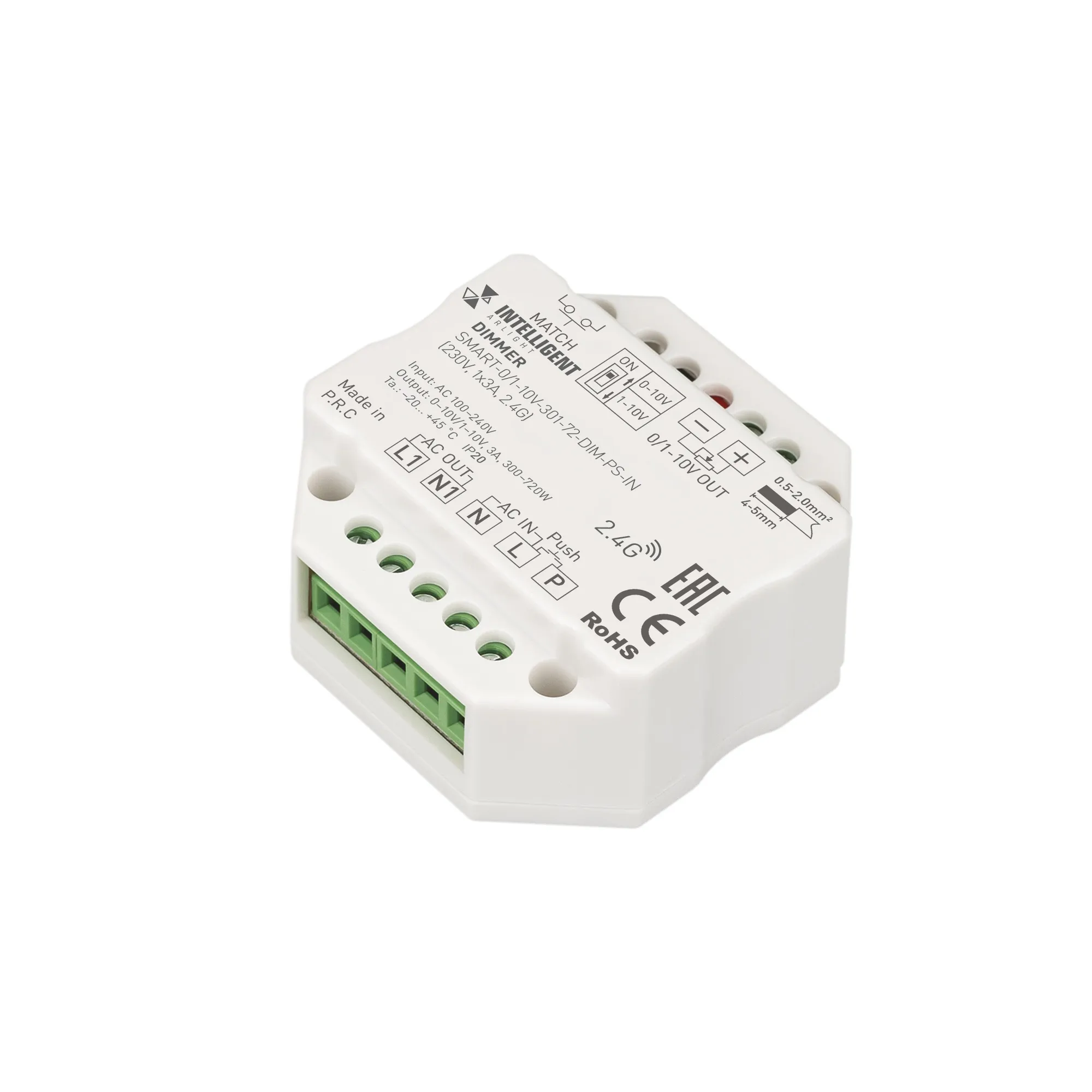 INTELLIGENT ARLIGHT Диммер SMART-0/1-10V-301-72-DIM-PS-IN (230V, 1x3A, 2.4G) (IARL, IP20 Пластик, 5 лет) - изображение товара