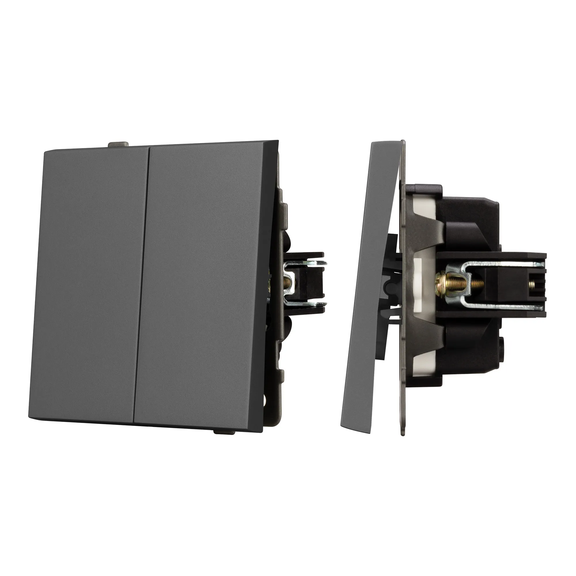 Механизм выключателя двухклавишный непроходной SWT-TENDO-MK02-SFPL-GR (230V, 10A) (Arlight, -) - изображение товара