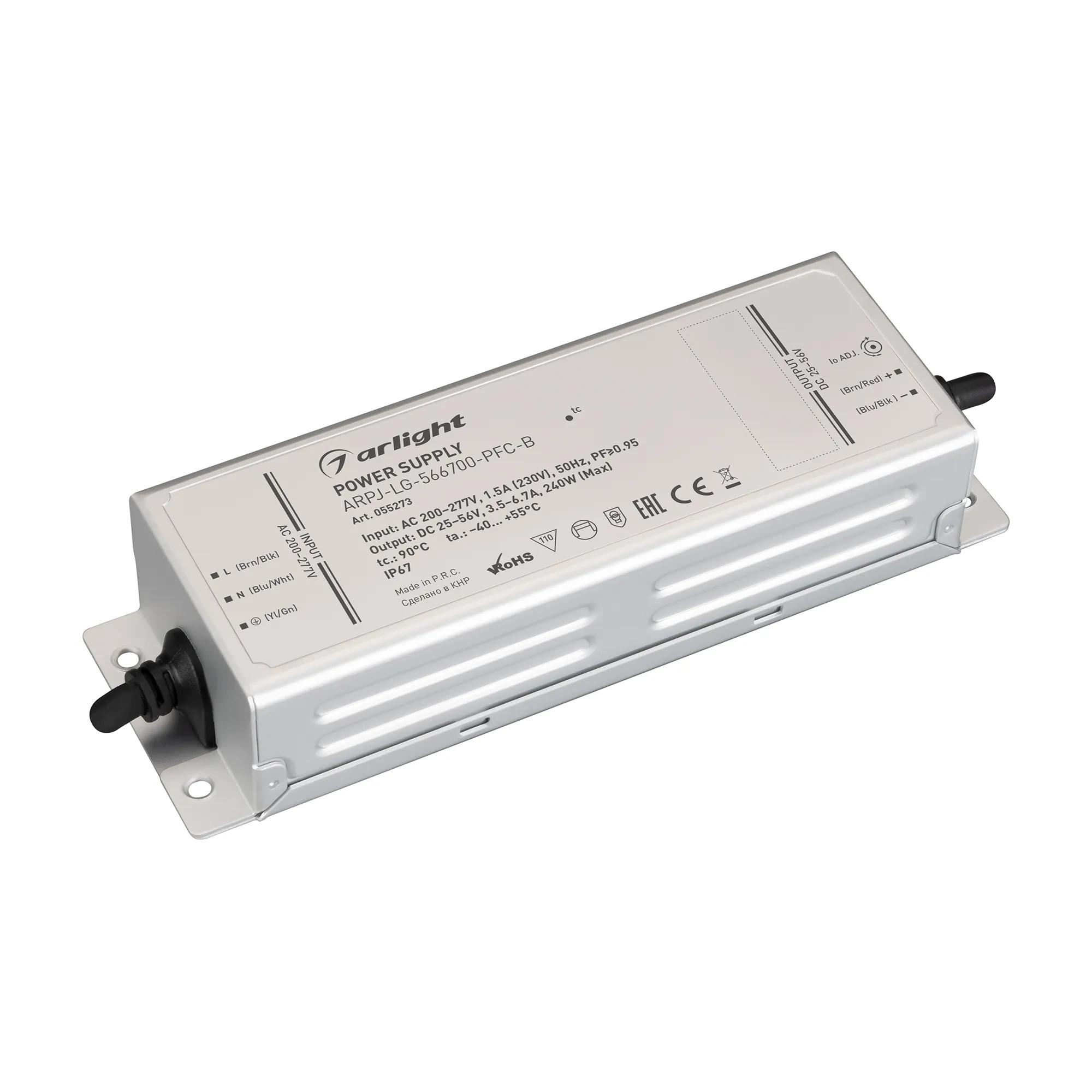 Блок питания ARPJ-LG-566700-PFC-B (240W, 25-56V, 3.5-6.7A) (Arlight, IP67 Металл, 5 лет) - изображение товара